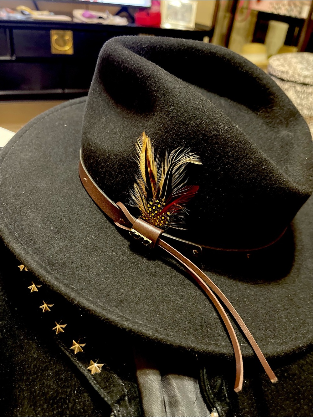 Unisex Scala 100% Wool Western Cowboy Hat , leather hat band, Men SZ Small.